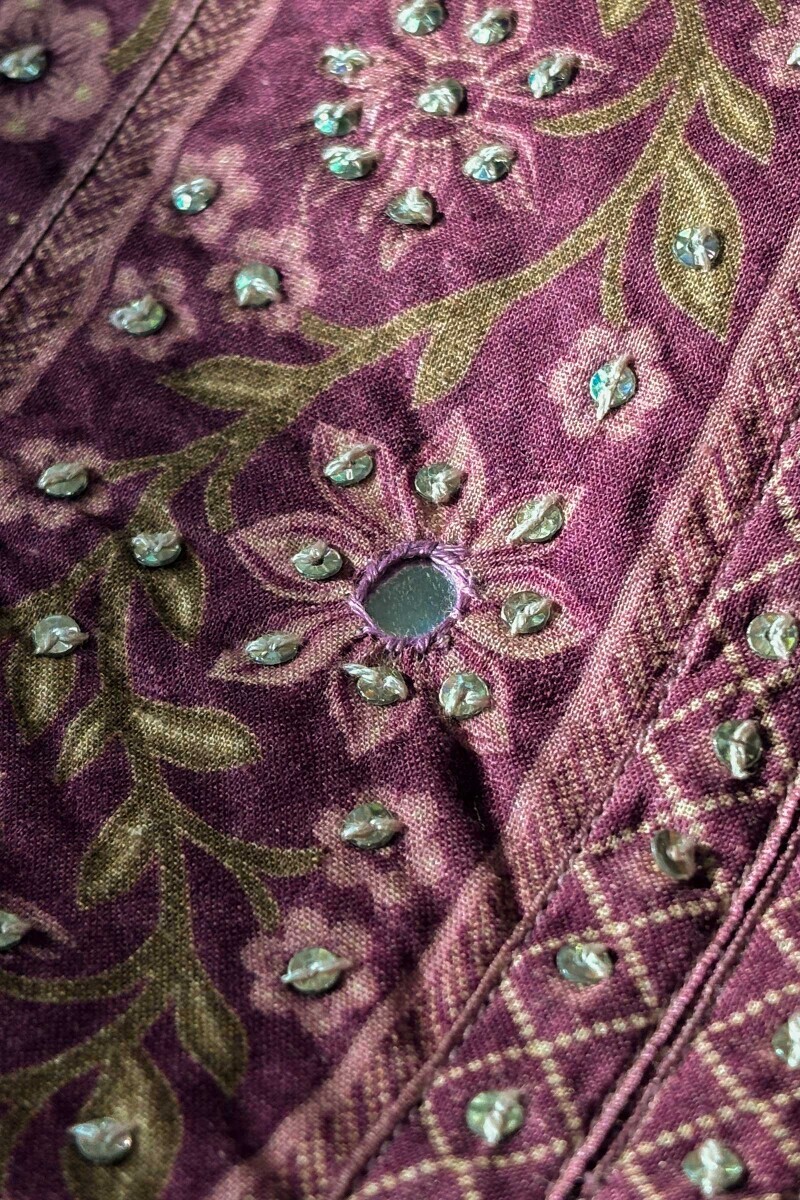 Purple Printed A-Line Cotton Kurta