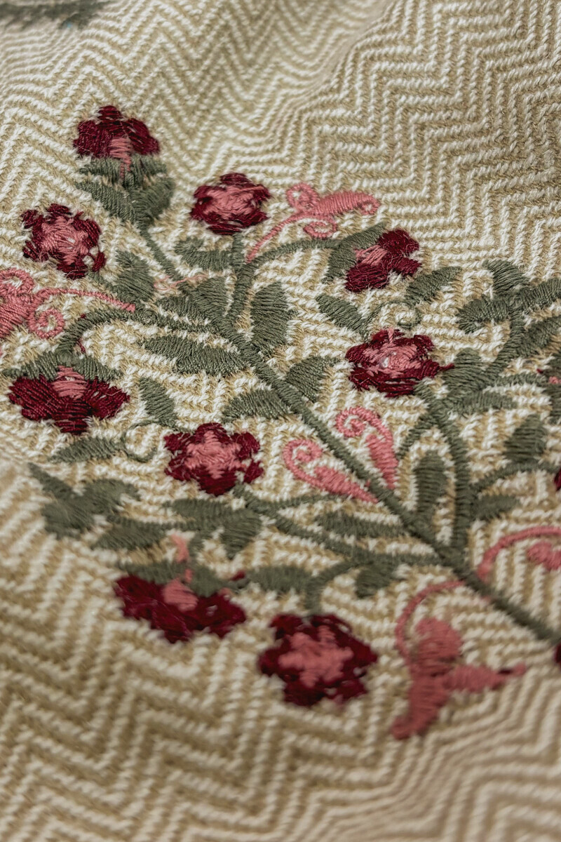 Beige Handcrafted Straight Faux Wool Kurta