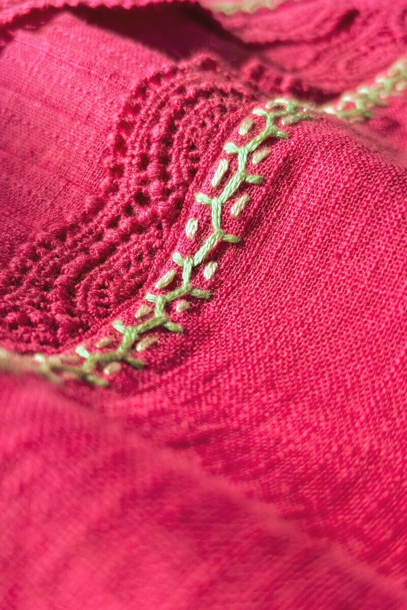 Pink Handcrafted Straight Gauze Slub Kurta