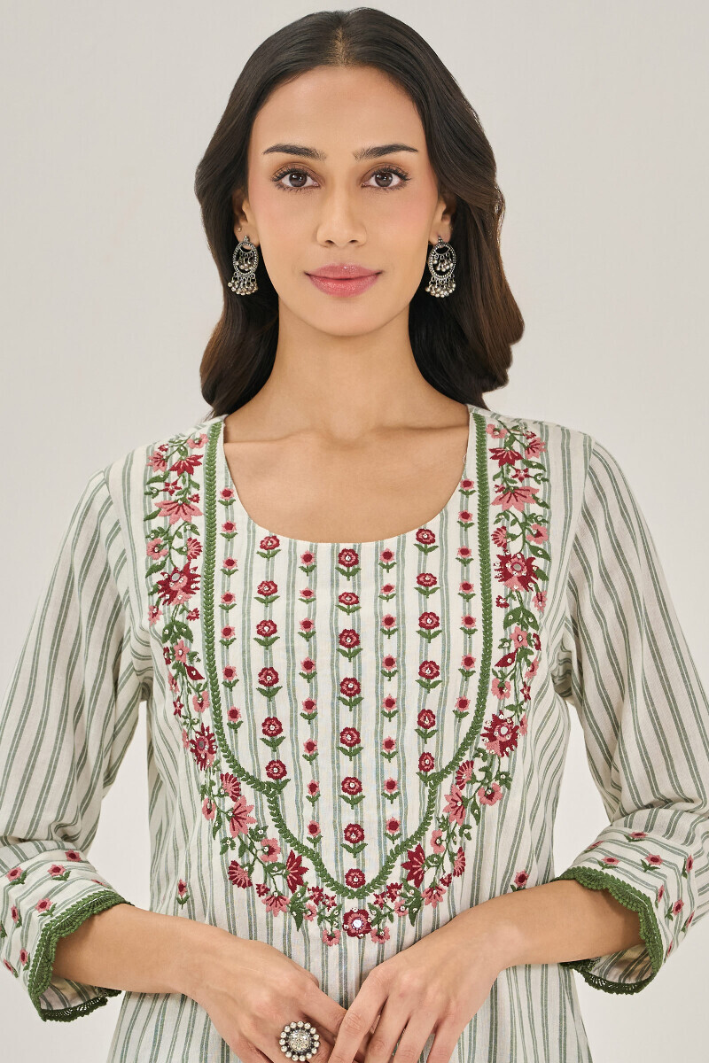 Off-White Handcrafted Straight Cotton Kurta