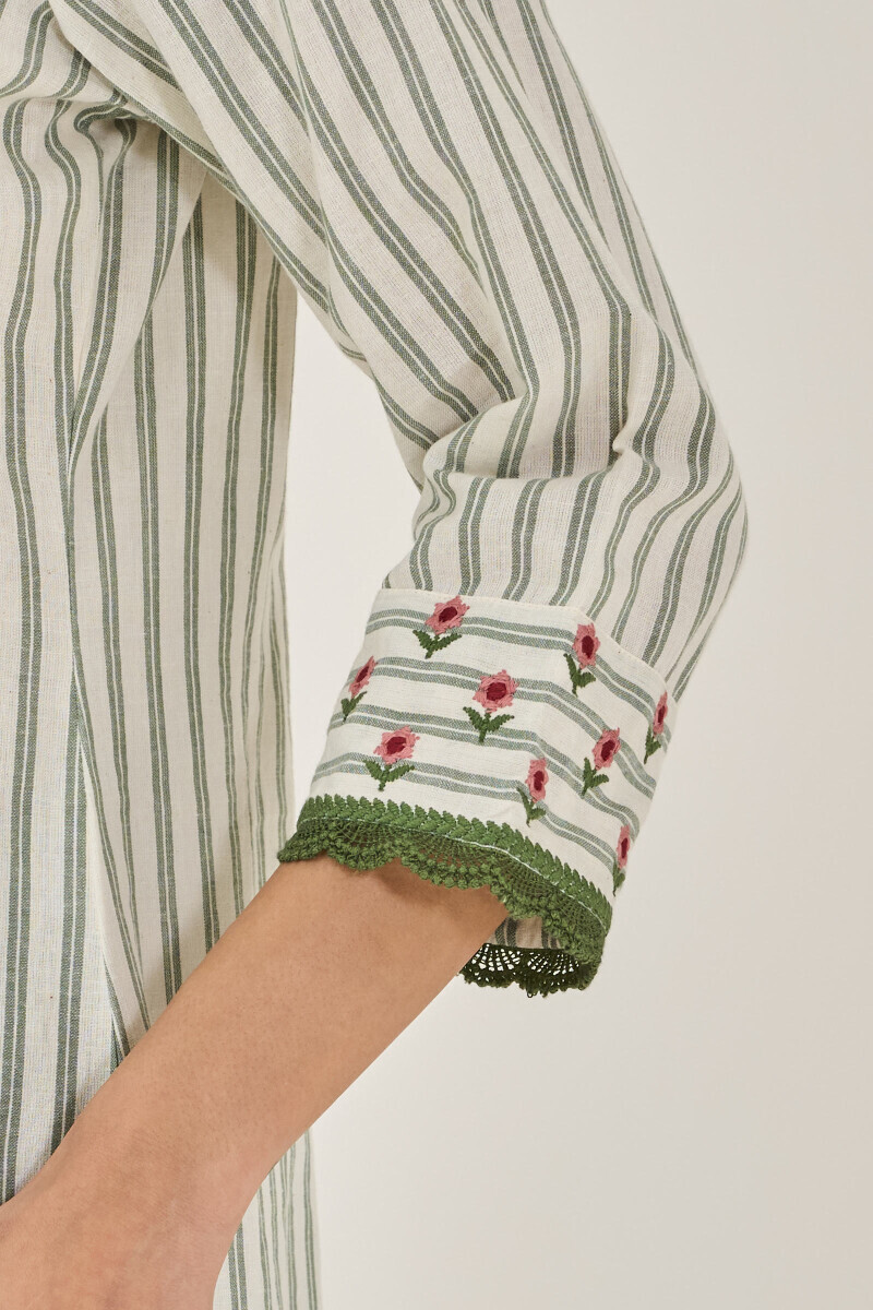 Off-White Handcrafted Straight Cotton Kurta