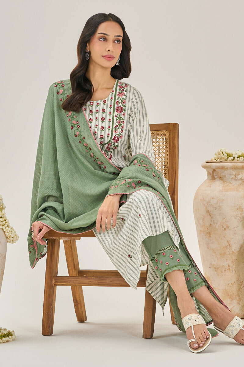 Off-White Handcrafted Straight Cotton Kurta