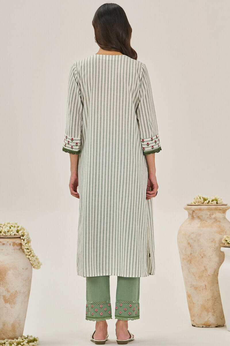 Off-White Handcrafted Straight Cotton Kurta