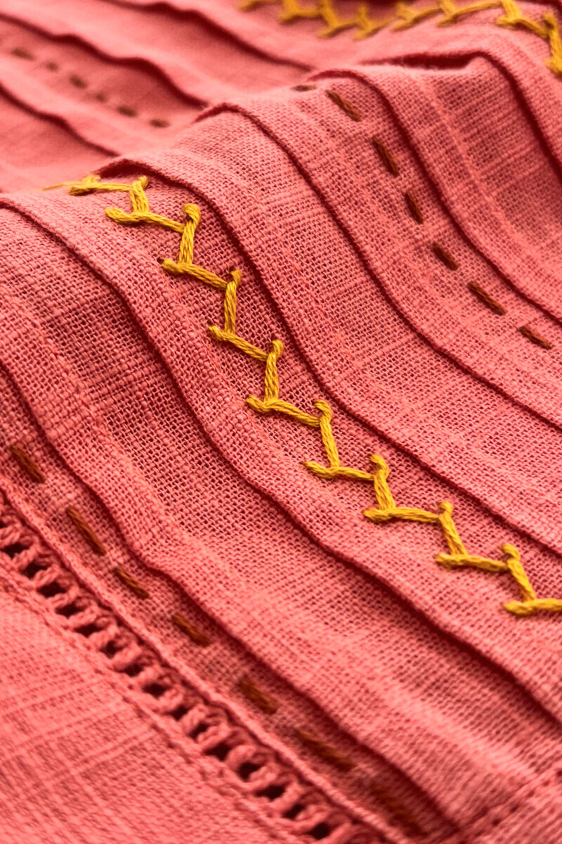 Pink Handcrafted Straight Gauze Slub Kurta