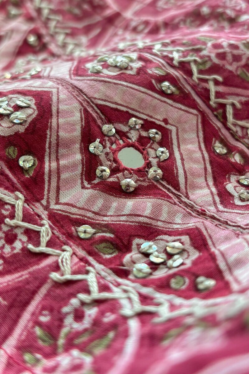 Pink Hand Block Printed Straight Cotton Kurta