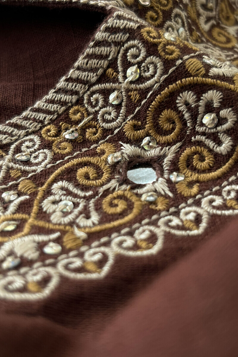 Brown Handcrafted Straight Gauze Slub Kurta