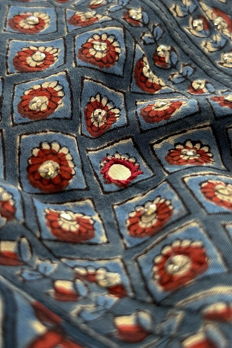 Indigo Hand Block Printed Straight Cotton Kurta