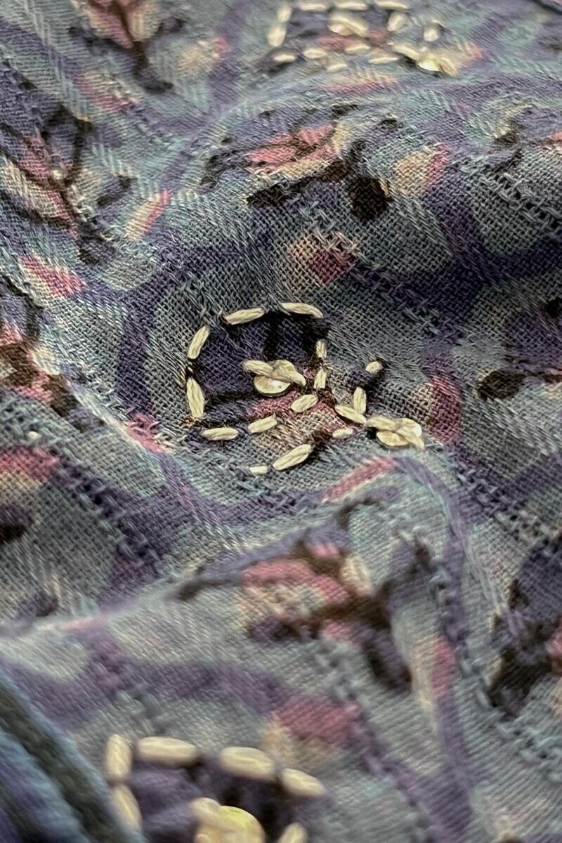 Purple Hand Block Printed Straight Cotton Dobby Kurta