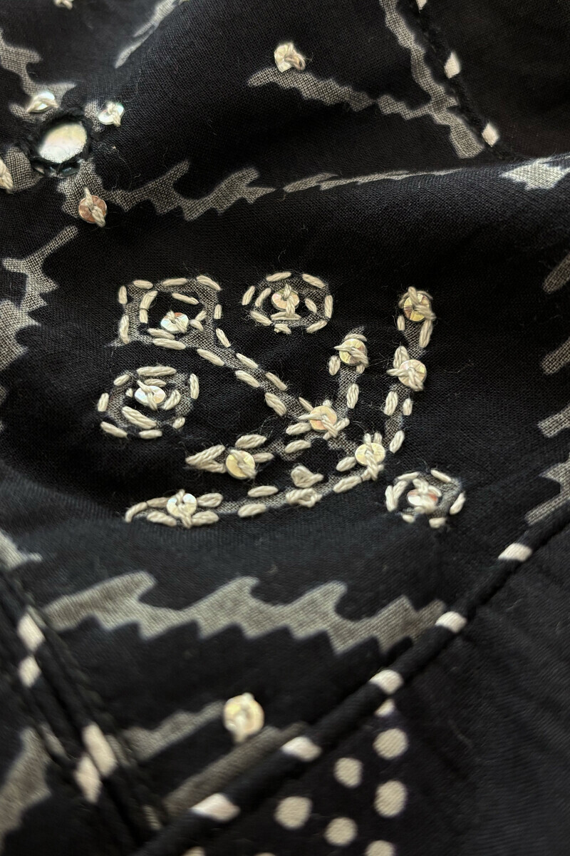 Black Hand Block Printed Anarkali Cotton Kurta