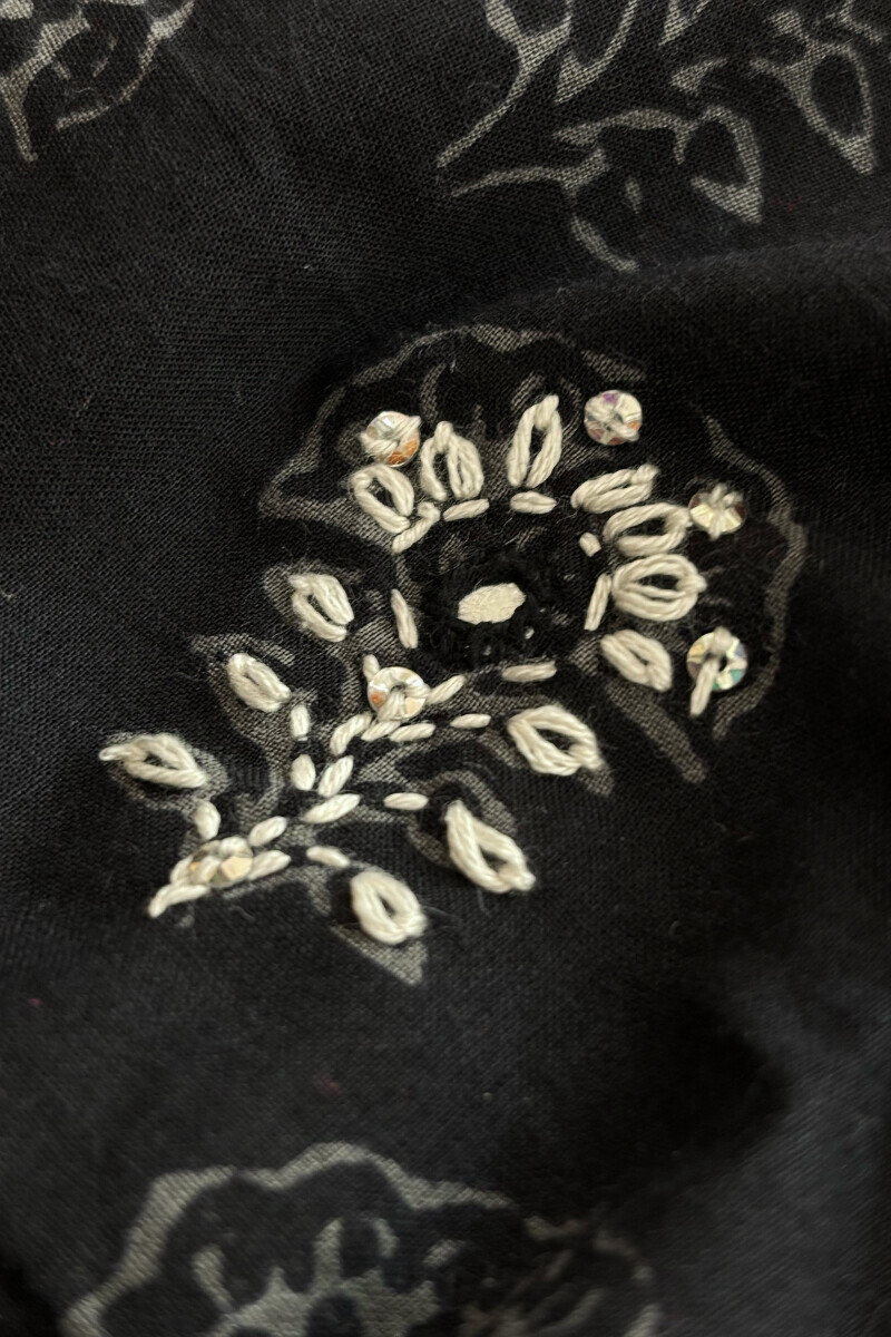 Black Hand Block Printed Anarkali Cotton Kurta