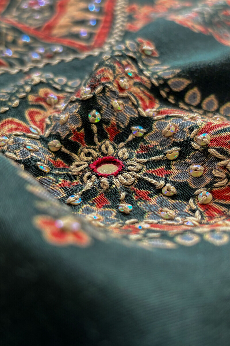 Green Printed Straight Viscose Kurta