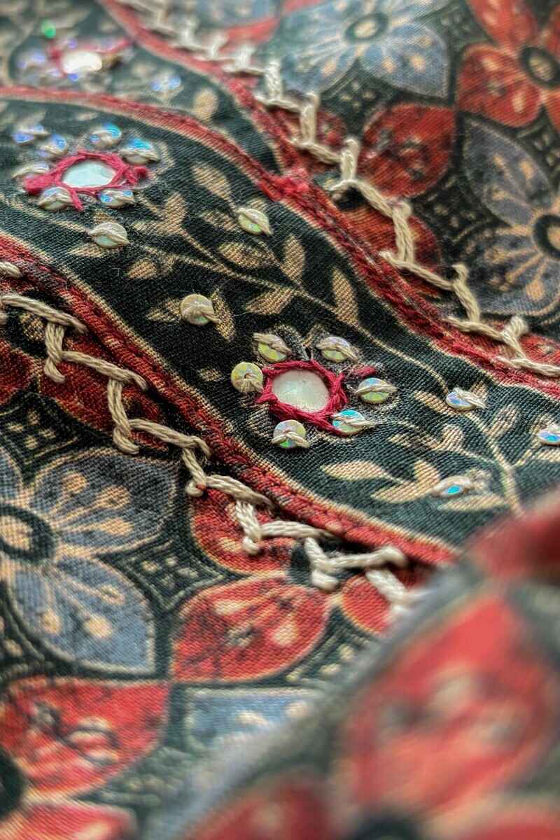 Green Printed A-Line Viscose Kurta