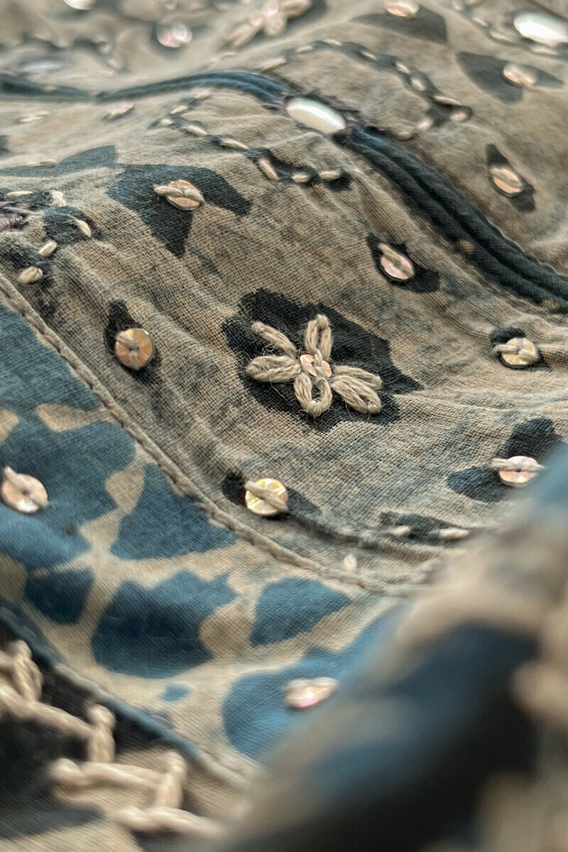 Indigo Hand Block Printed A-Line Cotton Kurta