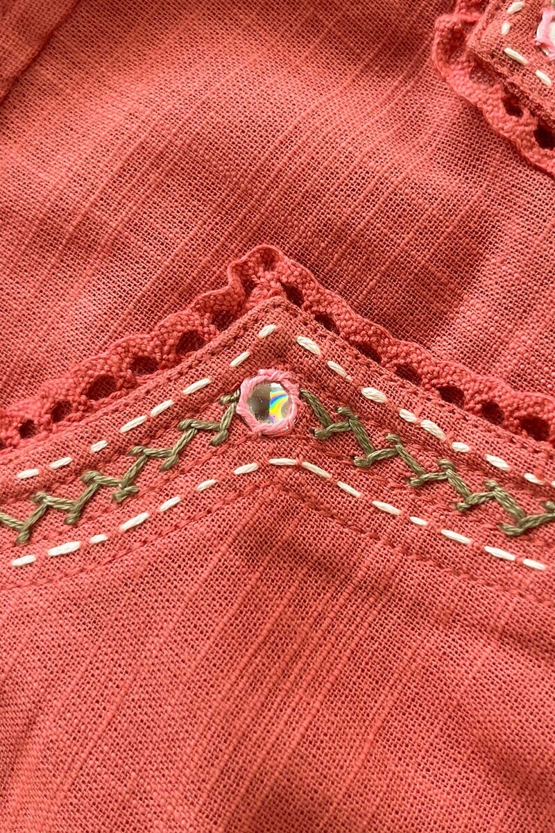 Pink Handcrafted Straight Gauze Slub Kurta