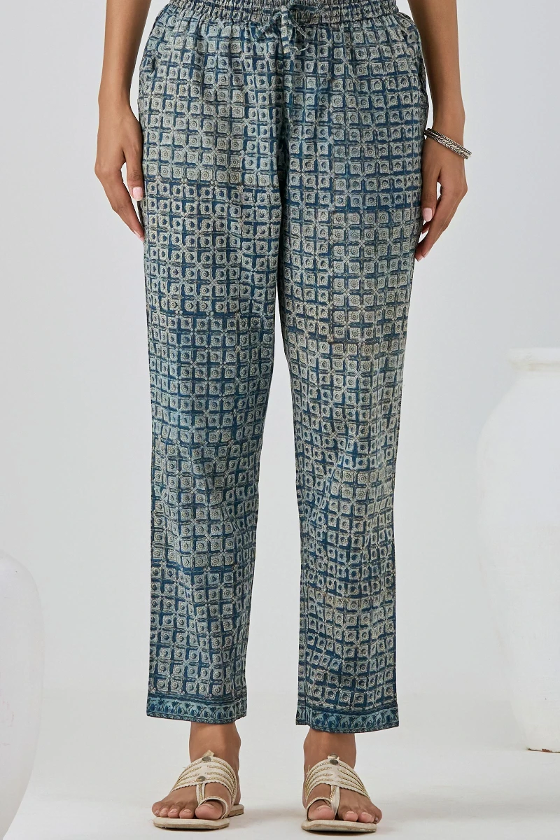 Akola Hand Block-Printed Cotton Narrow Pants