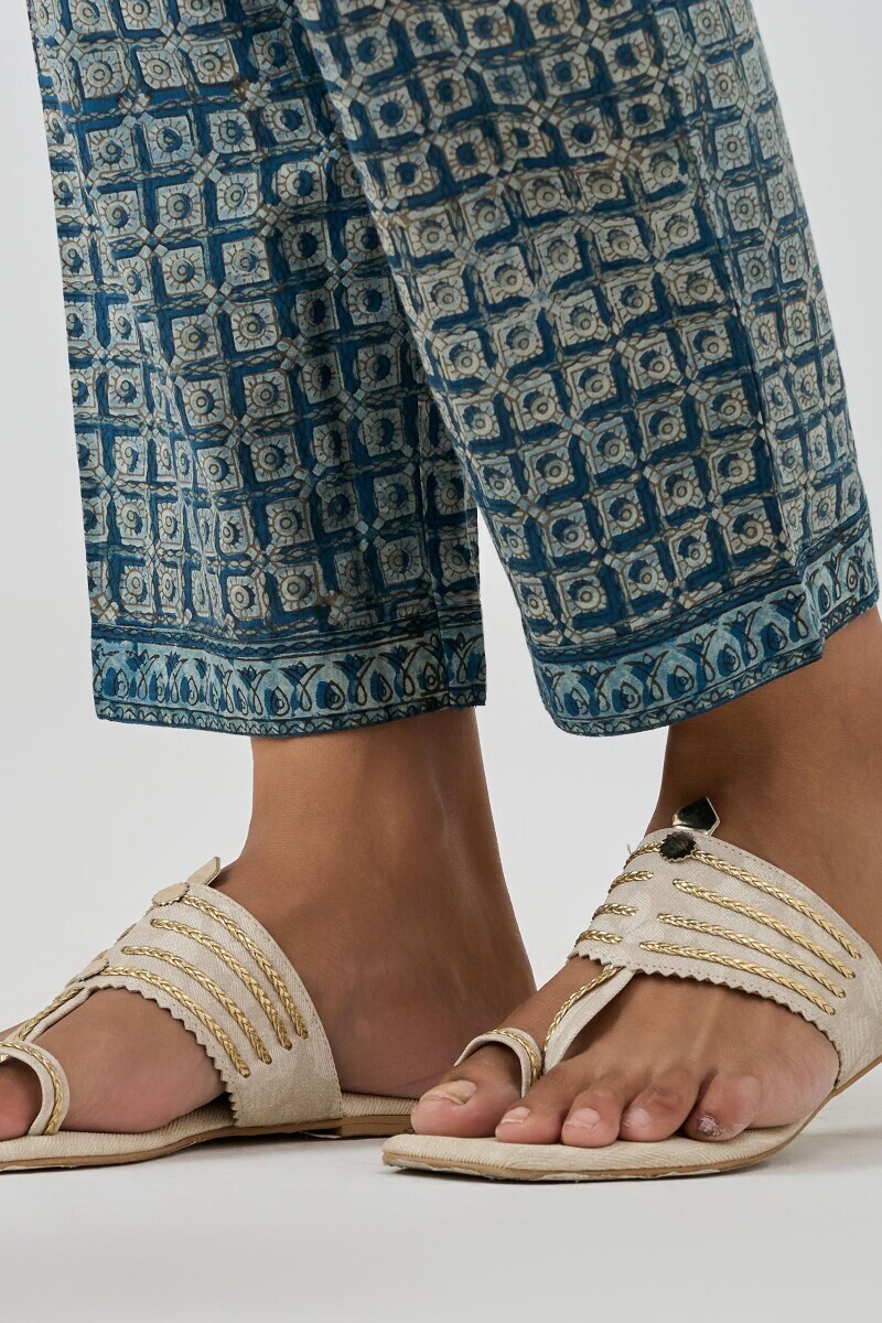 Akola Hand Block-Printed Cotton Narrow Pants