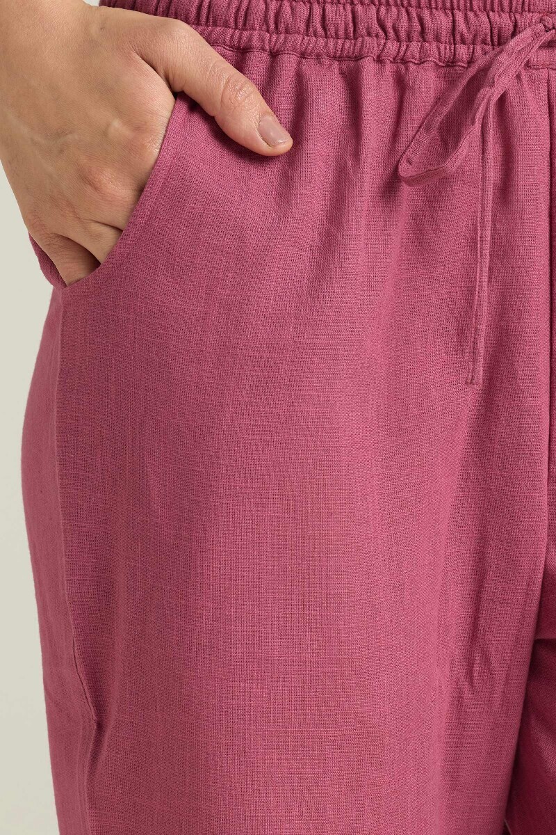 Purple Handcrafted Gauze Slub Narrow Pants