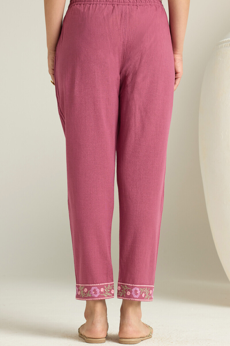 Purple Handcrafted Gauze Slub Narrow Pants