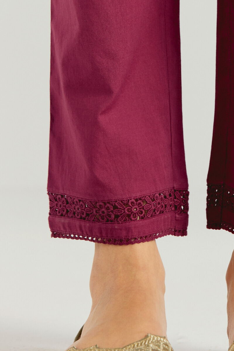 Pink Handcrafted Cotton Narrow Pants