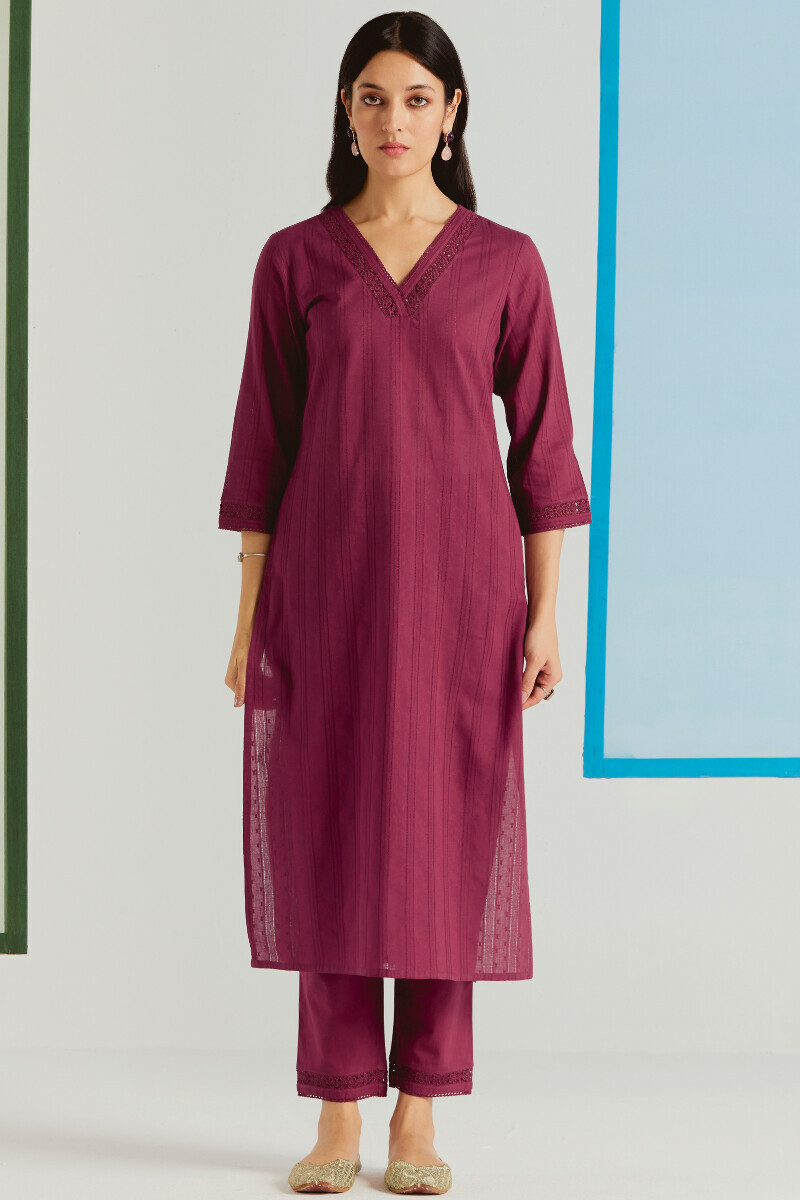 Pink Handcrafted Cotton Narrow Pants