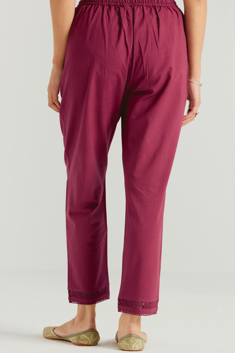 Pink Handcrafted Cotton Narrow Pants