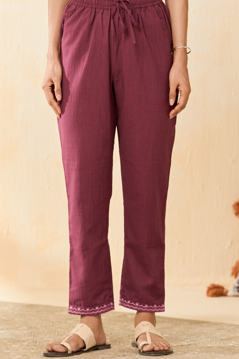 Plum Handcrafted Gauze Slub Narrow Pants