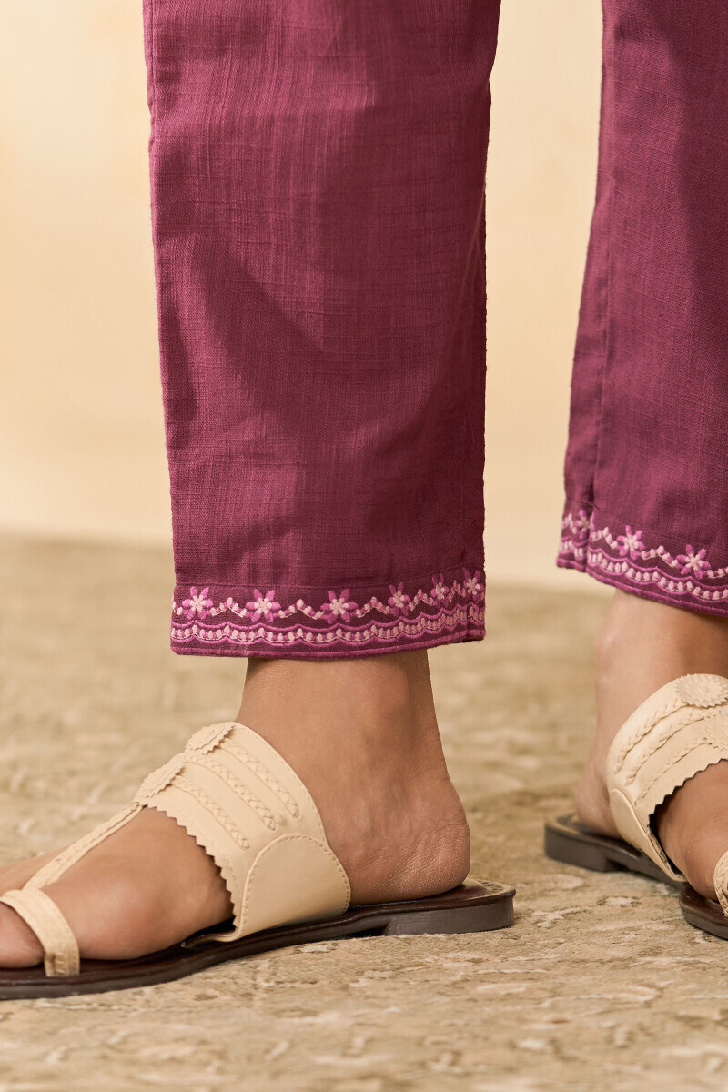 Plum Handcrafted Gauze Slub Narrow Pants