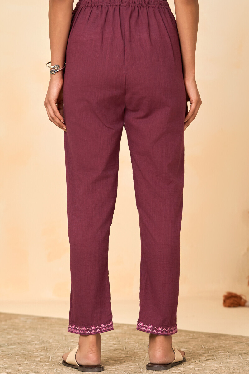 Plum Handcrafted Gauze Slub Narrow Pants
