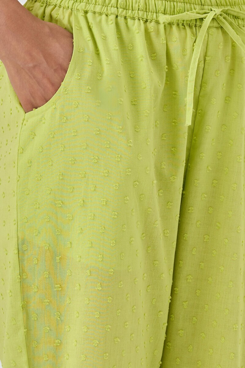 Green Handcrafted Ram Buta Narrow Pants