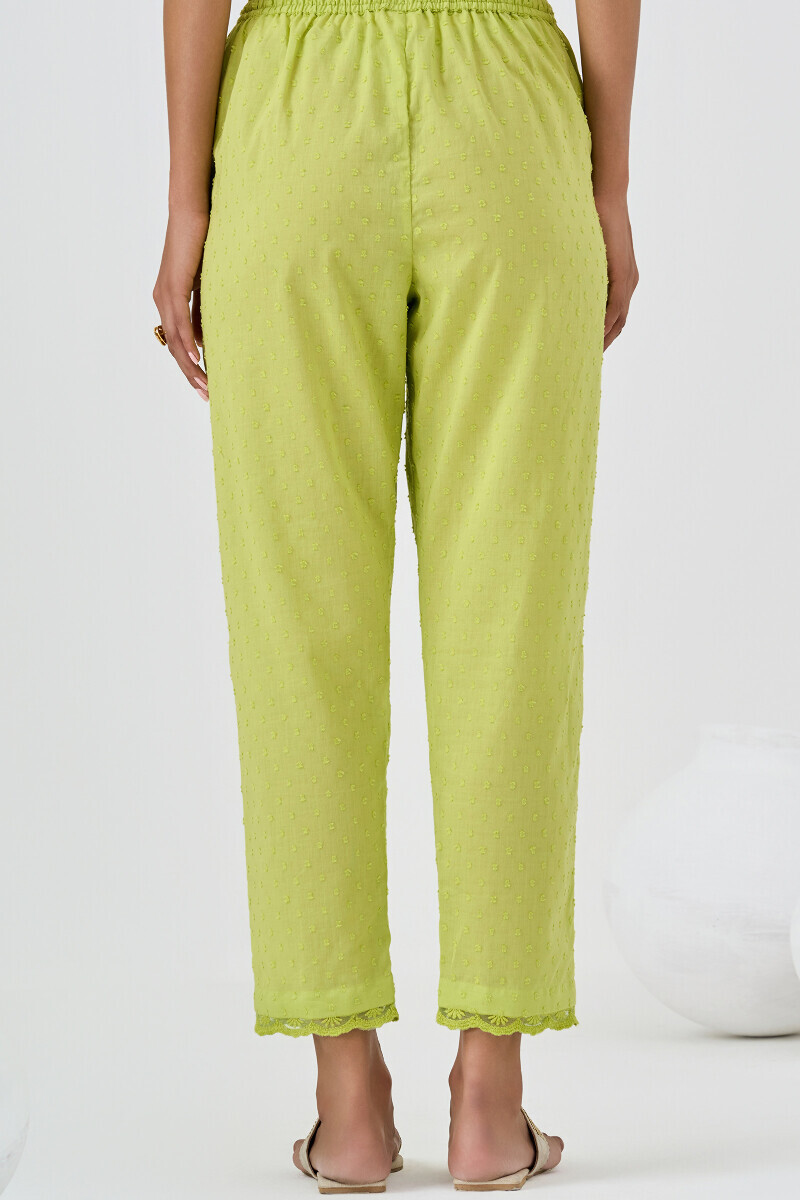 Green Handcrafted Ram Buta Narrow Pants