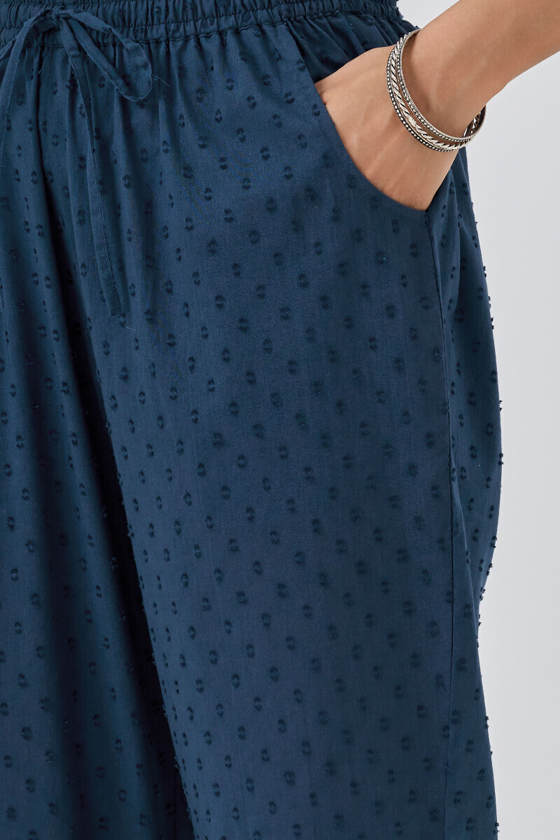 Navy Blue Handcrafted Ram Buta Narrow Pants