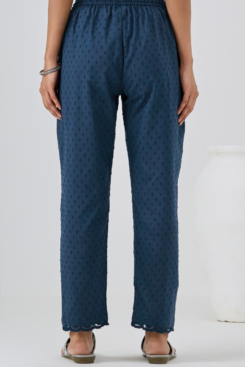 Navy Blue Handcrafted Ram Buta Narrow Pants