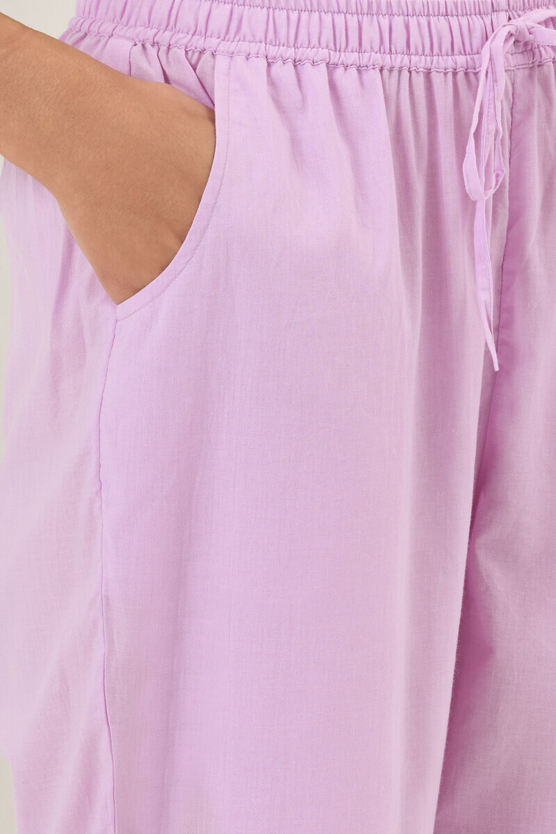 Purple Handcrafted Cotton Narrow Pants