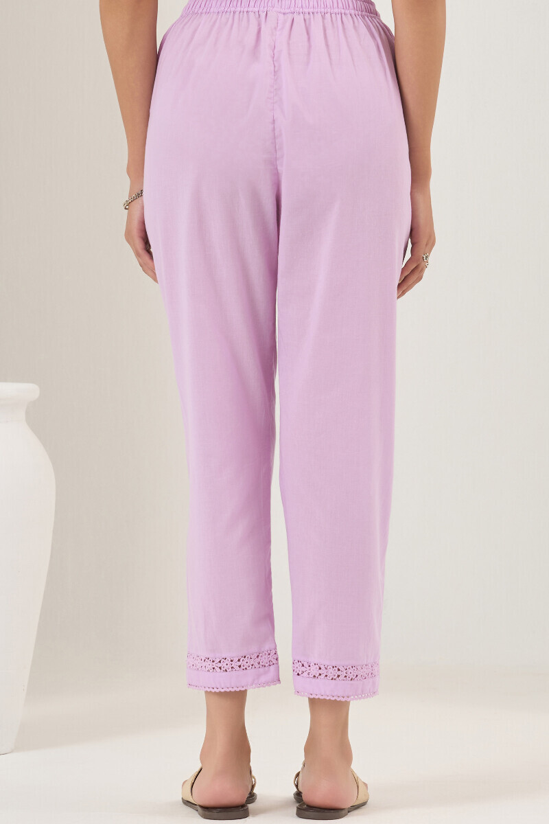 Purple Handcrafted Cotton Narrow Pants