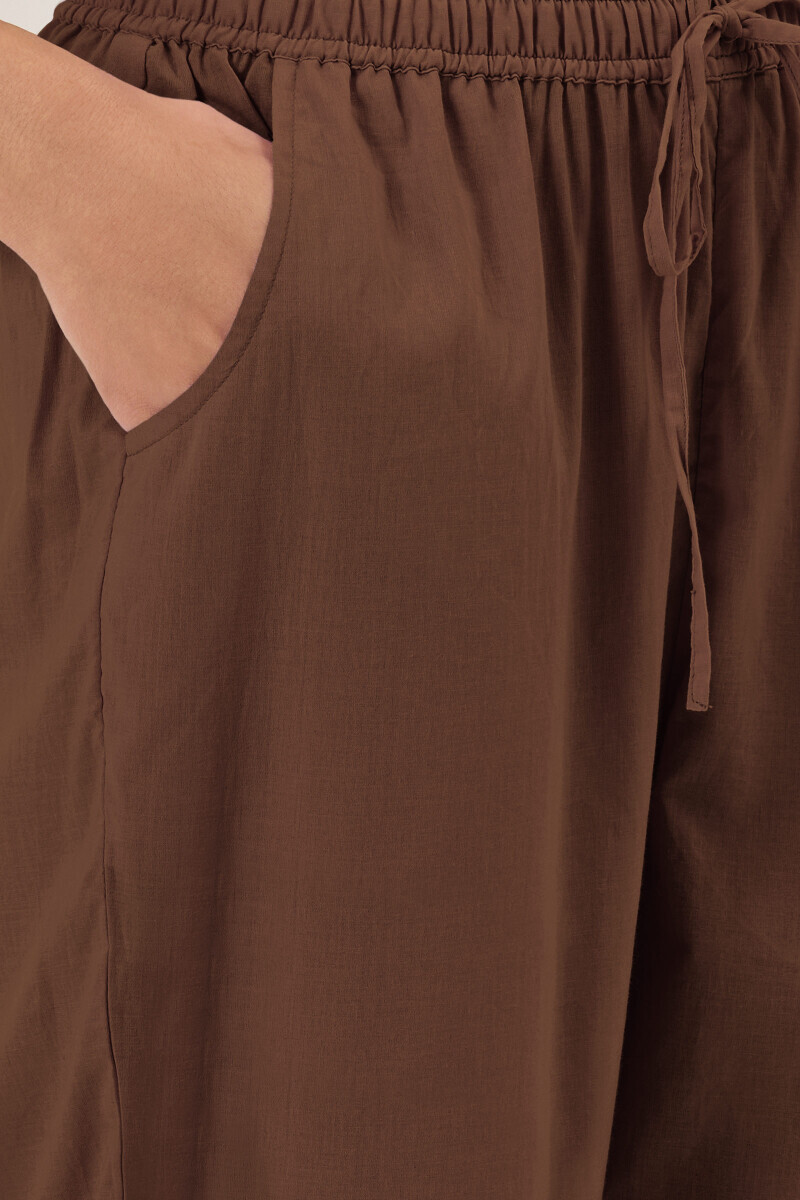 Brown Handcrafted Cotton Narrow Pants