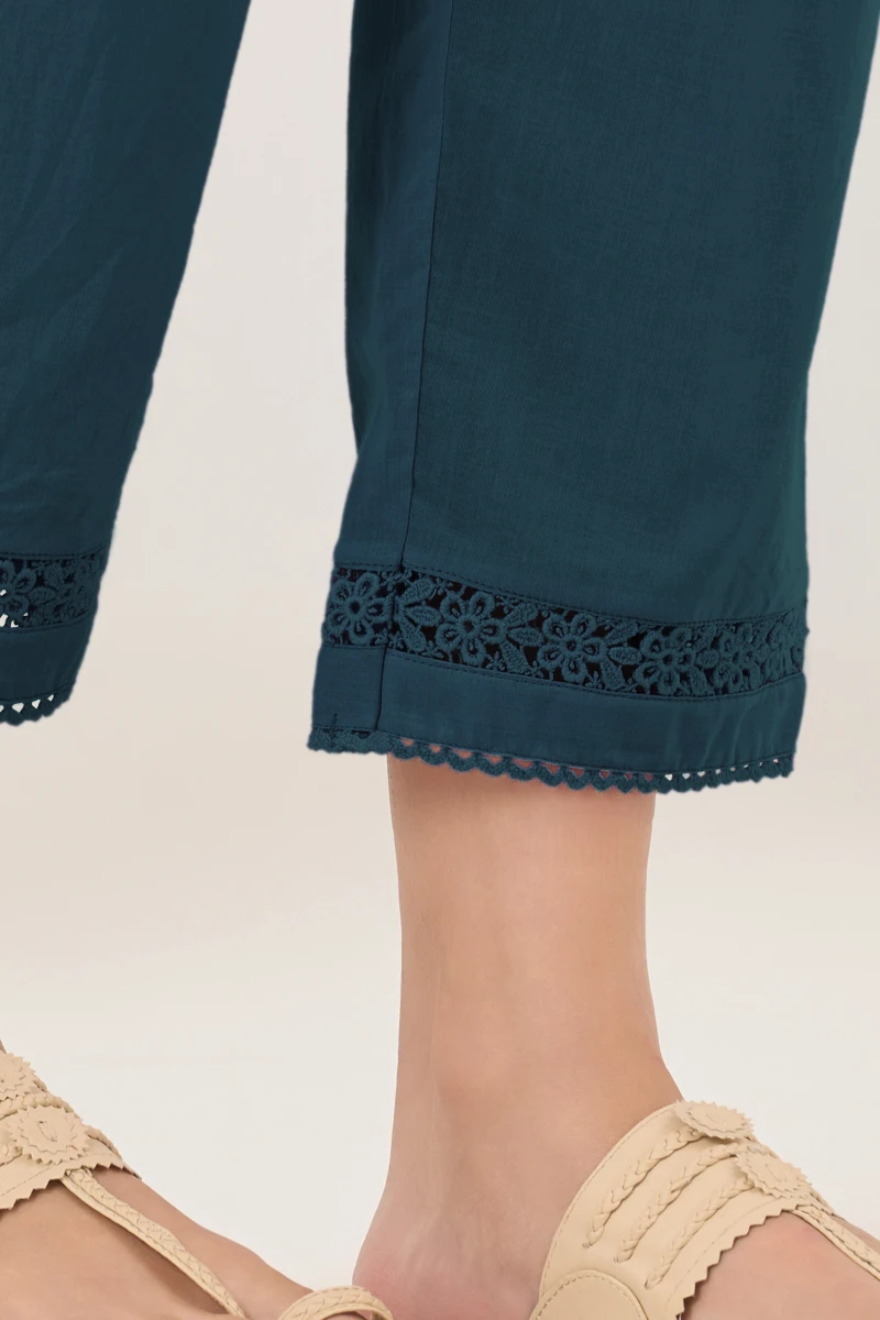 Navy Blue Handcrafted Cotton Narrow Pants