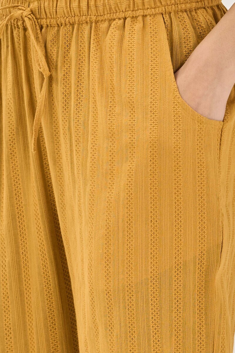 Mustard Handcrafted Cotton Dobby Narrow Pants
