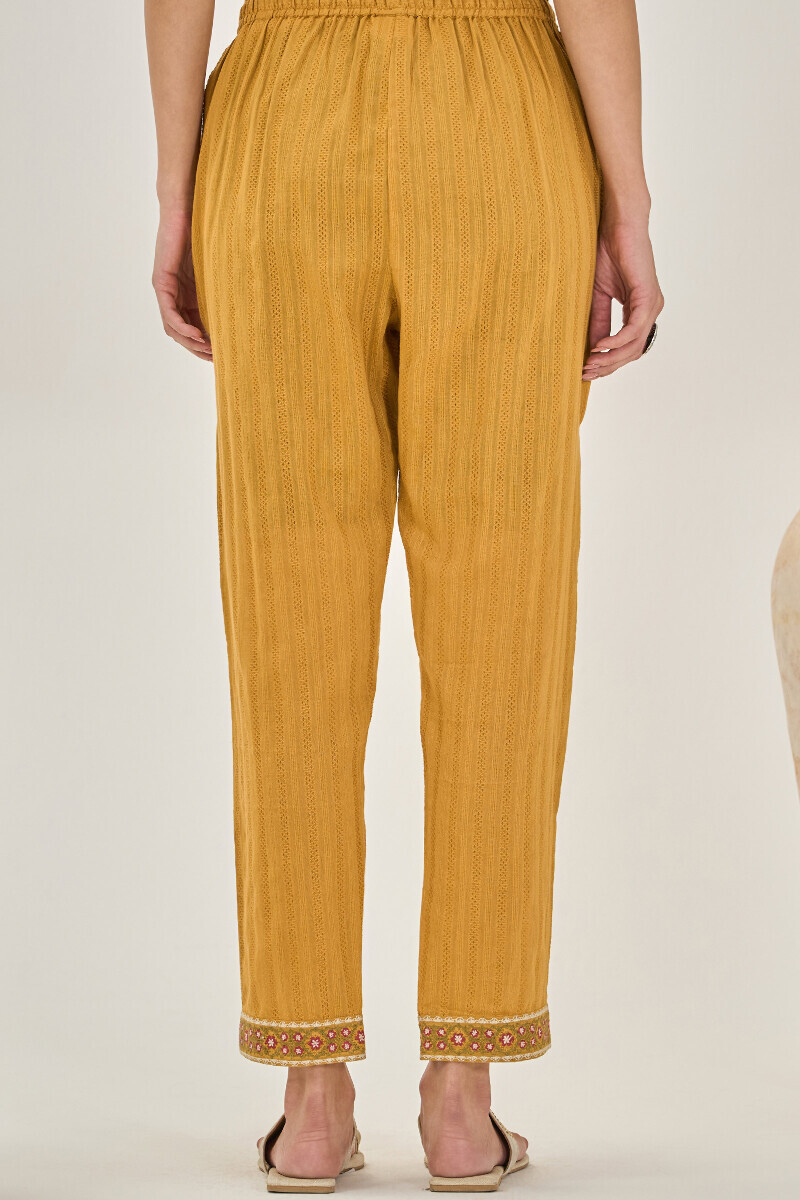 Mustard Handcrafted Cotton Dobby Narrow Pants