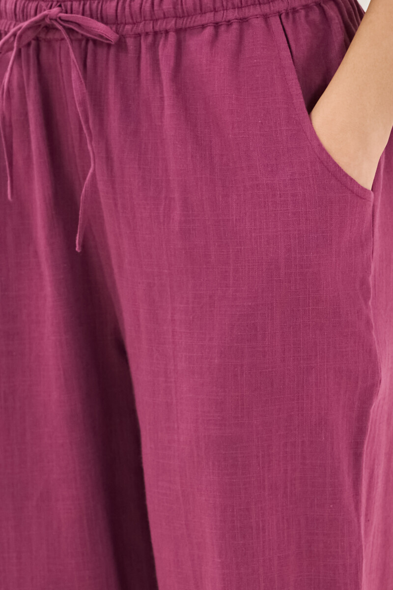Purple Handcrafted Gauze Slub Narrow Pants
