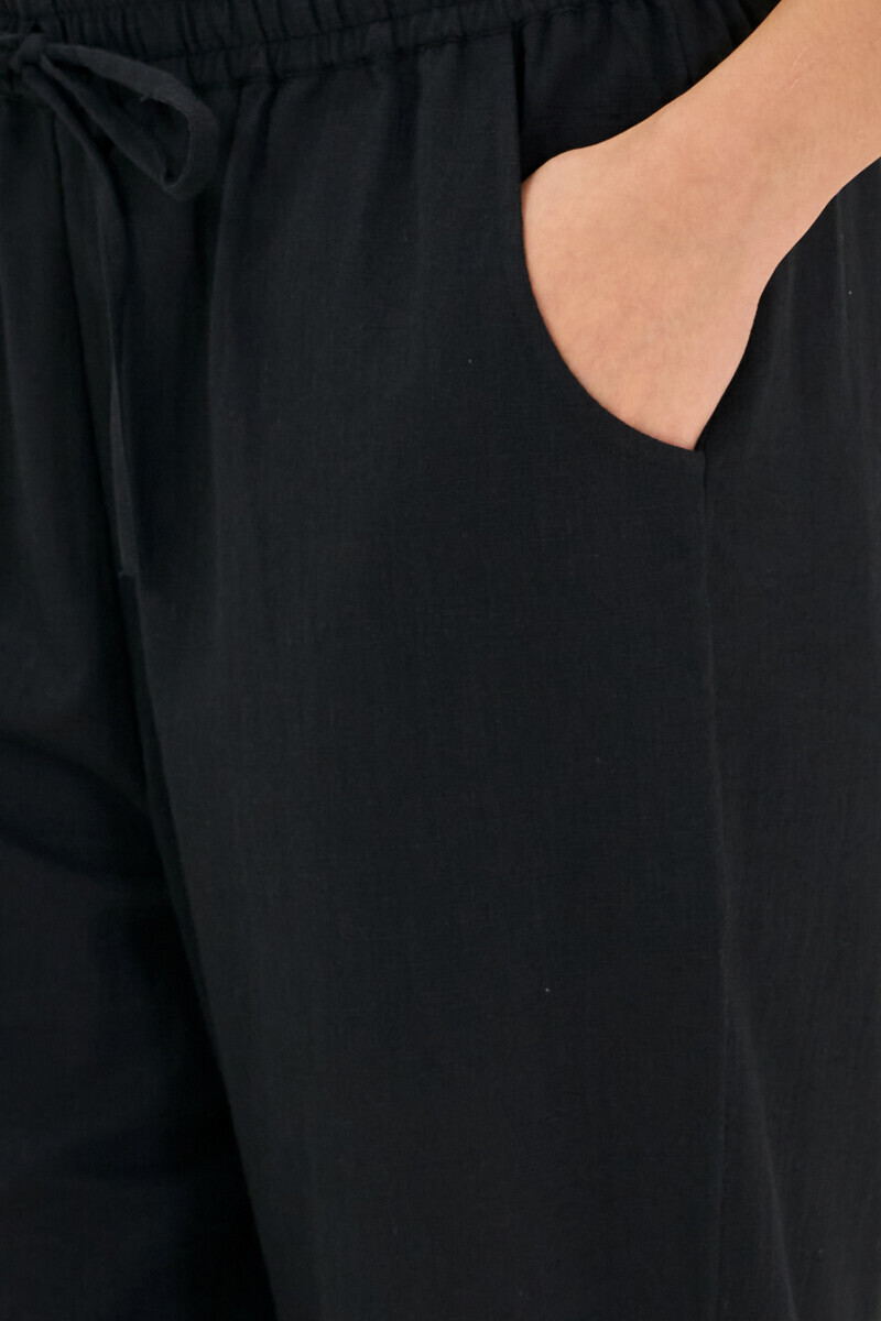 Black Handcrafted Gauze Slub Narrow Pants