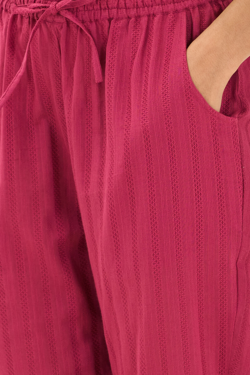 Pink Handcrafted Cotton Dobby Narrow Pants