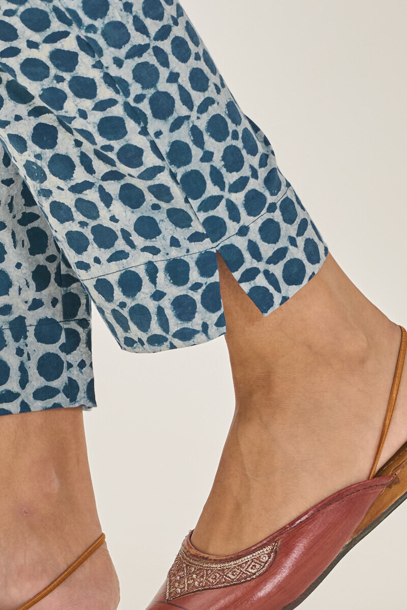 Indigo Hand Block Printed Cotton Narrow Pants