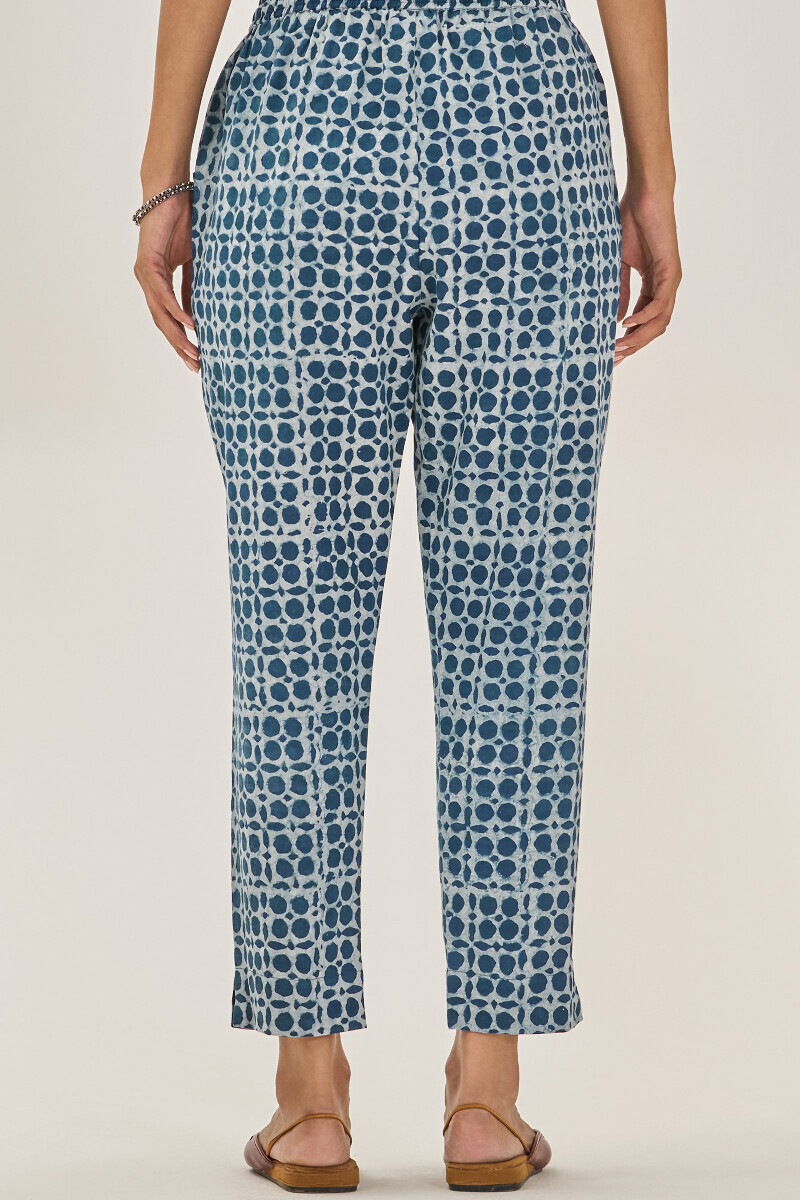 Indigo Hand Block Printed Cotton Narrow Pants