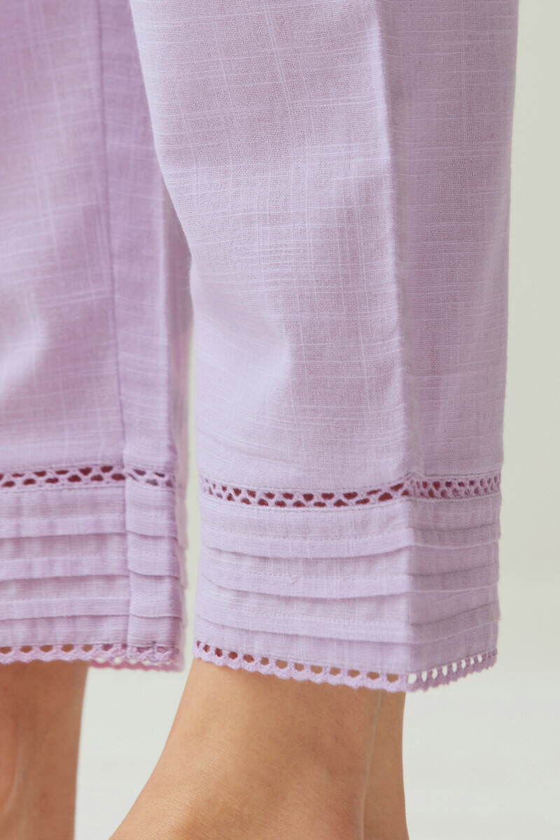 Purple Handcrafted Gauze Slub Narrow Pants