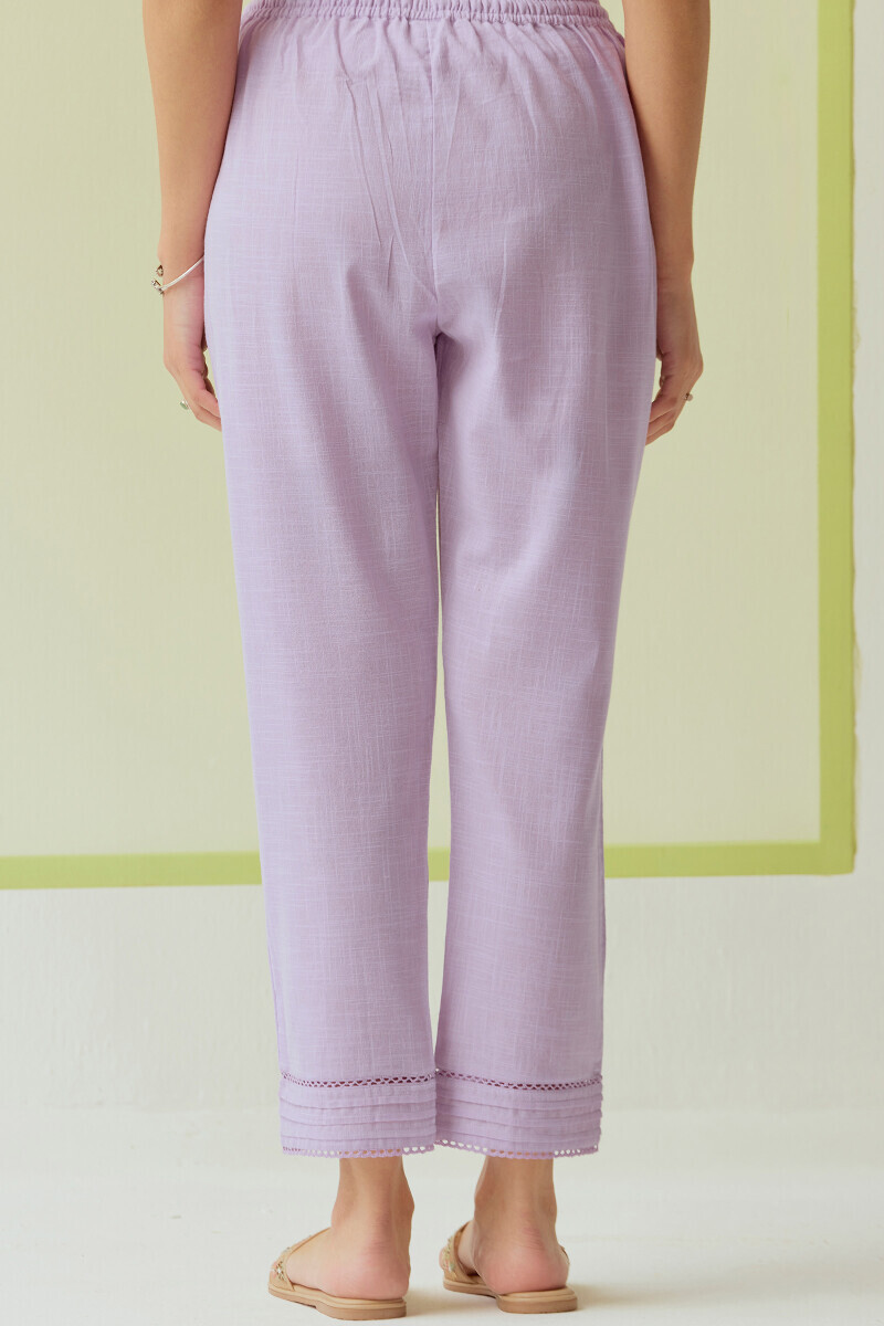 Purple Handcrafted Gauze Slub Narrow Pants
