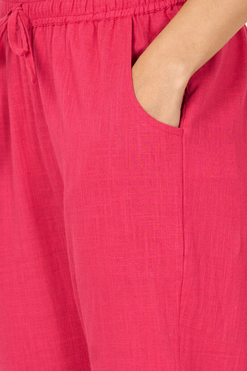 Pink Handcrafted Gauze Slub Narrow Pants