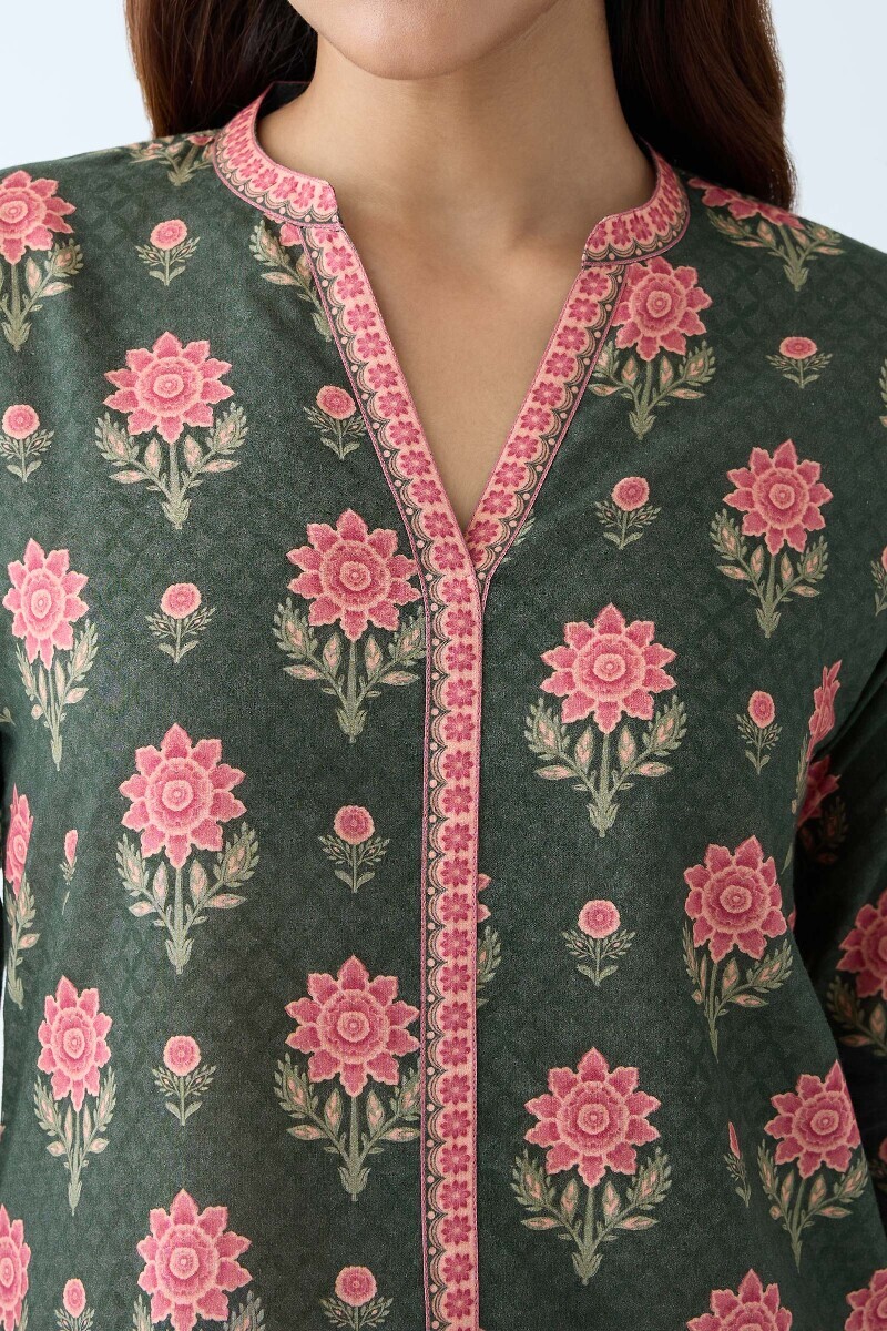 Green Printed Cotton Loungewear Set