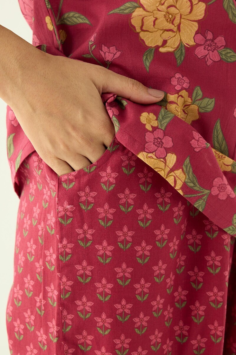 Pink Printed Cotton Loungewear Set