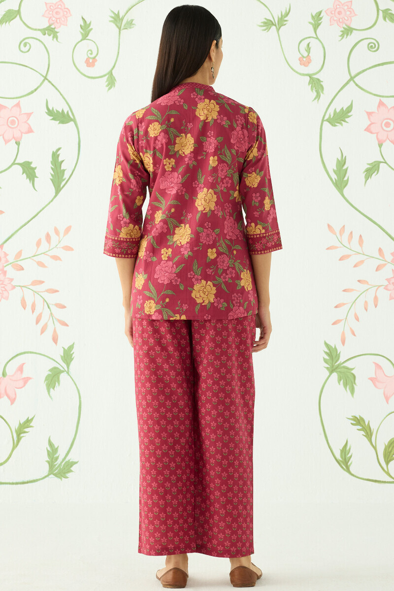 Pink Printed Cotton Loungewear Set