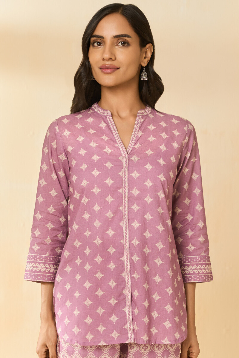 Purple Printed Cotton Loungewear Set